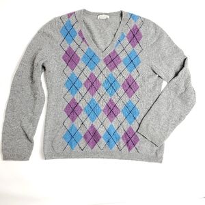 Tweeds 2-Ply Cashmere V-Neck Argyle Sweater